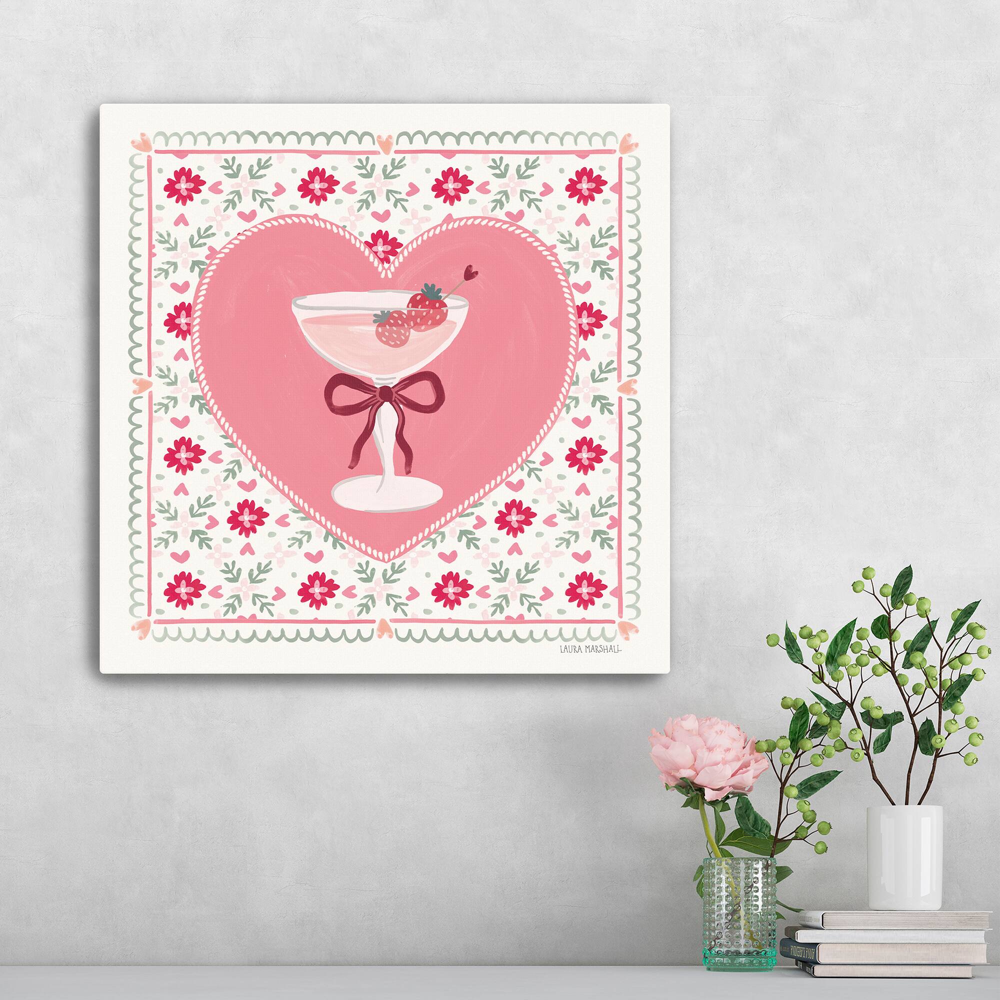 Blooming Hearts VI Cocktail Canvas Giclée Art